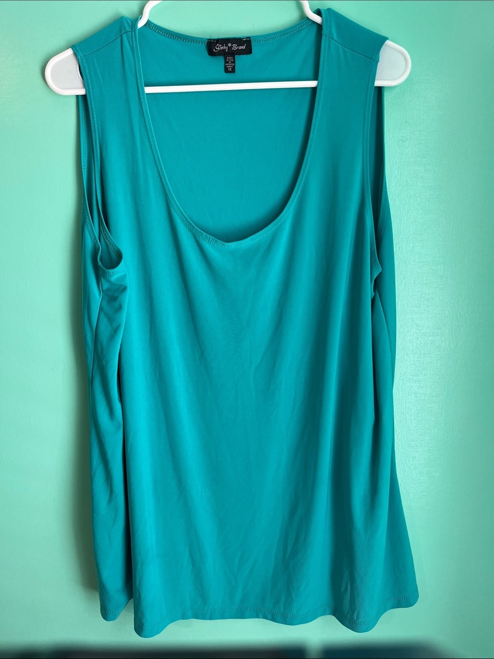 Slinky Brand Teal Scoop Neck Tank Top